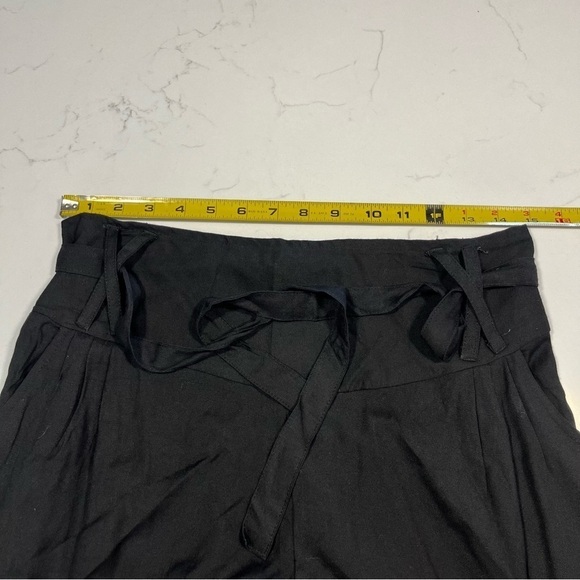 Aller Simplement Black Shirred Cropped Wide Leg Pants Sm/Med - Picture 5 of 12